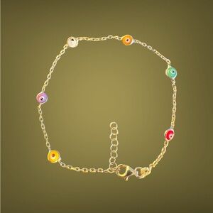 NWT Multicolor Evil Eye Gold Bracelet Sterling Silver